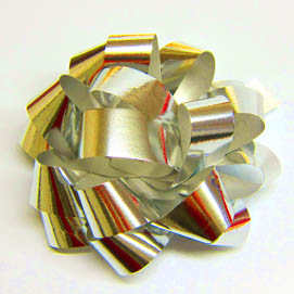 Geschenkmasche Pompon 10cmD metallic gold